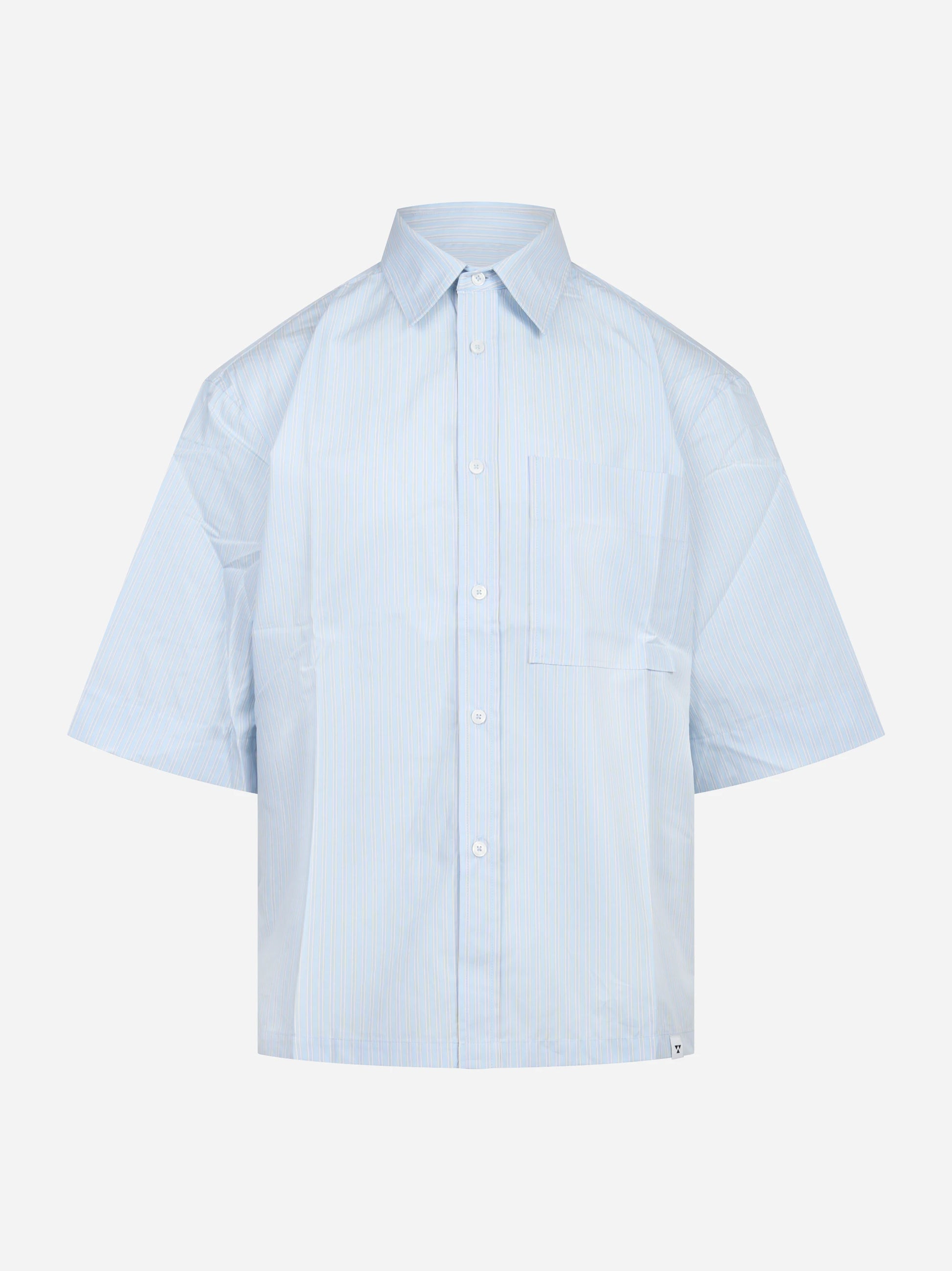 Camicia manica corta in cotone celeste Nelson