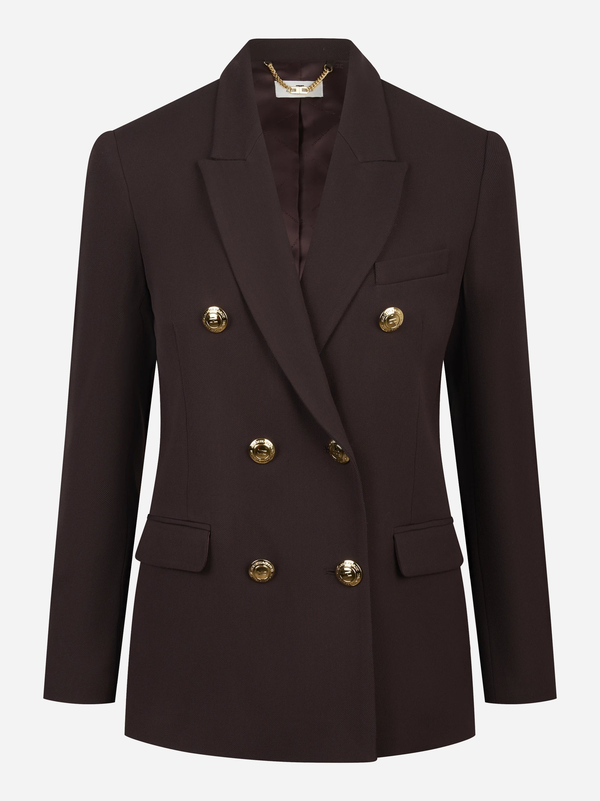 Blazer marrone doppiopetto in gabardina