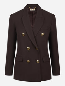 Blazer marrone doppiopetto in gabardina