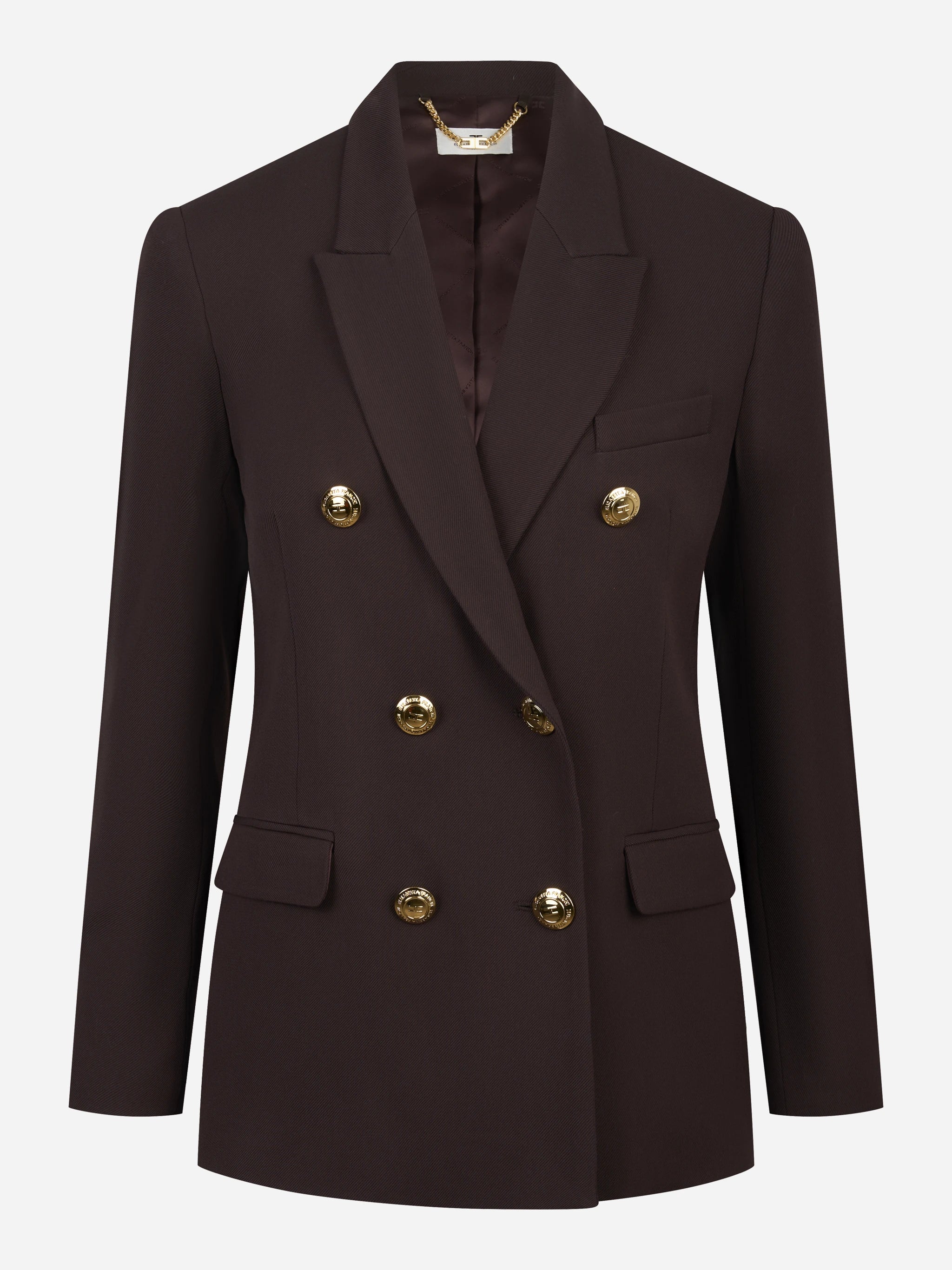 Blazer marrone doppiopetto in gabardina