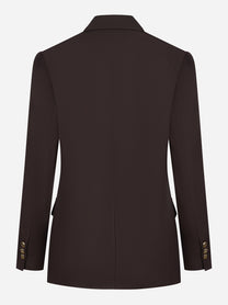 Blazer marrone doppiopetto in gabardina