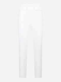 Pantalone bianco in doppio crepe stretch con logo ricamato