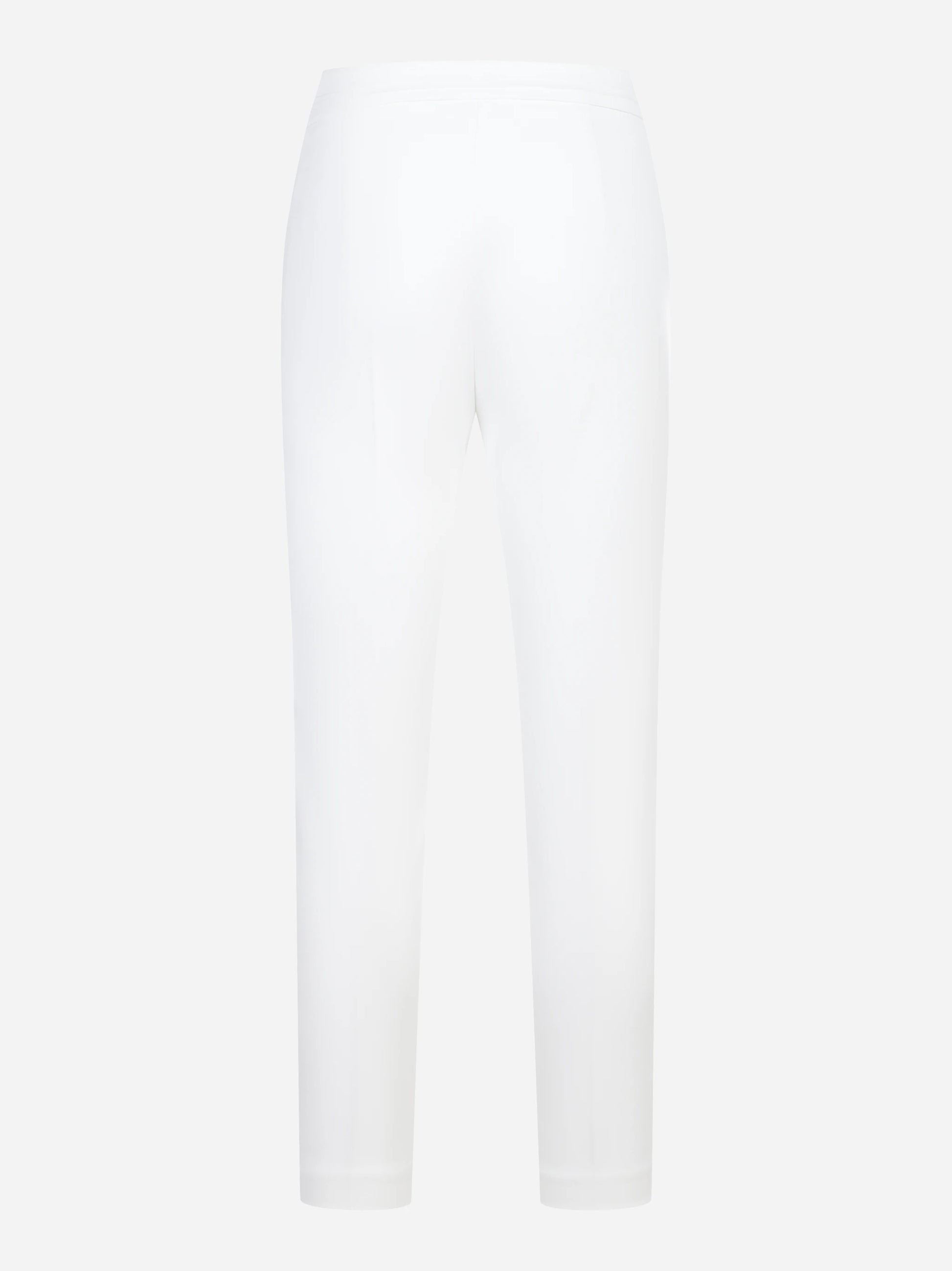 Pantalone bianco in doppio crepe stretch con logo ricamato