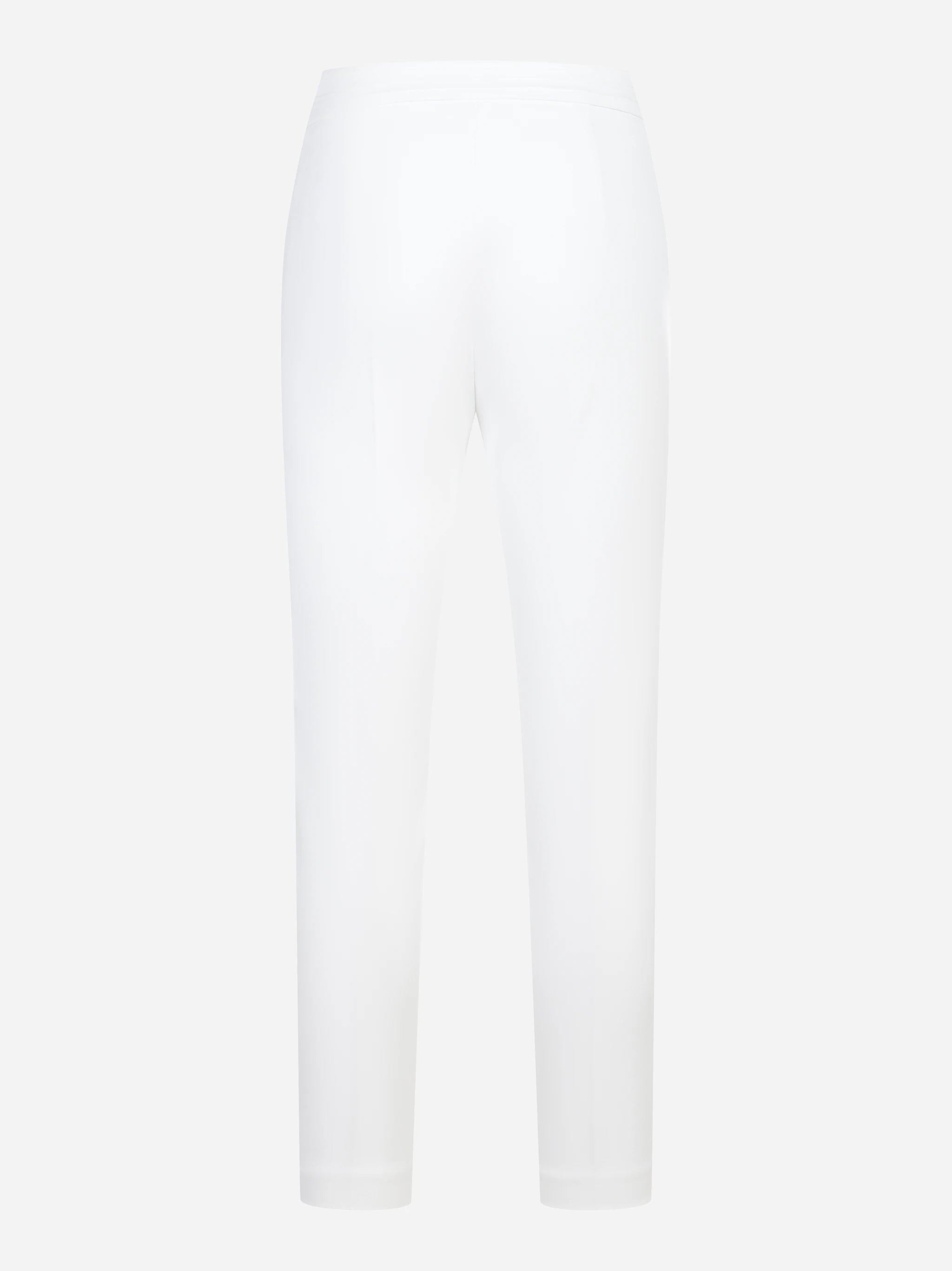 Pantalone bianco in doppio crepe stretch con logo ricamato
