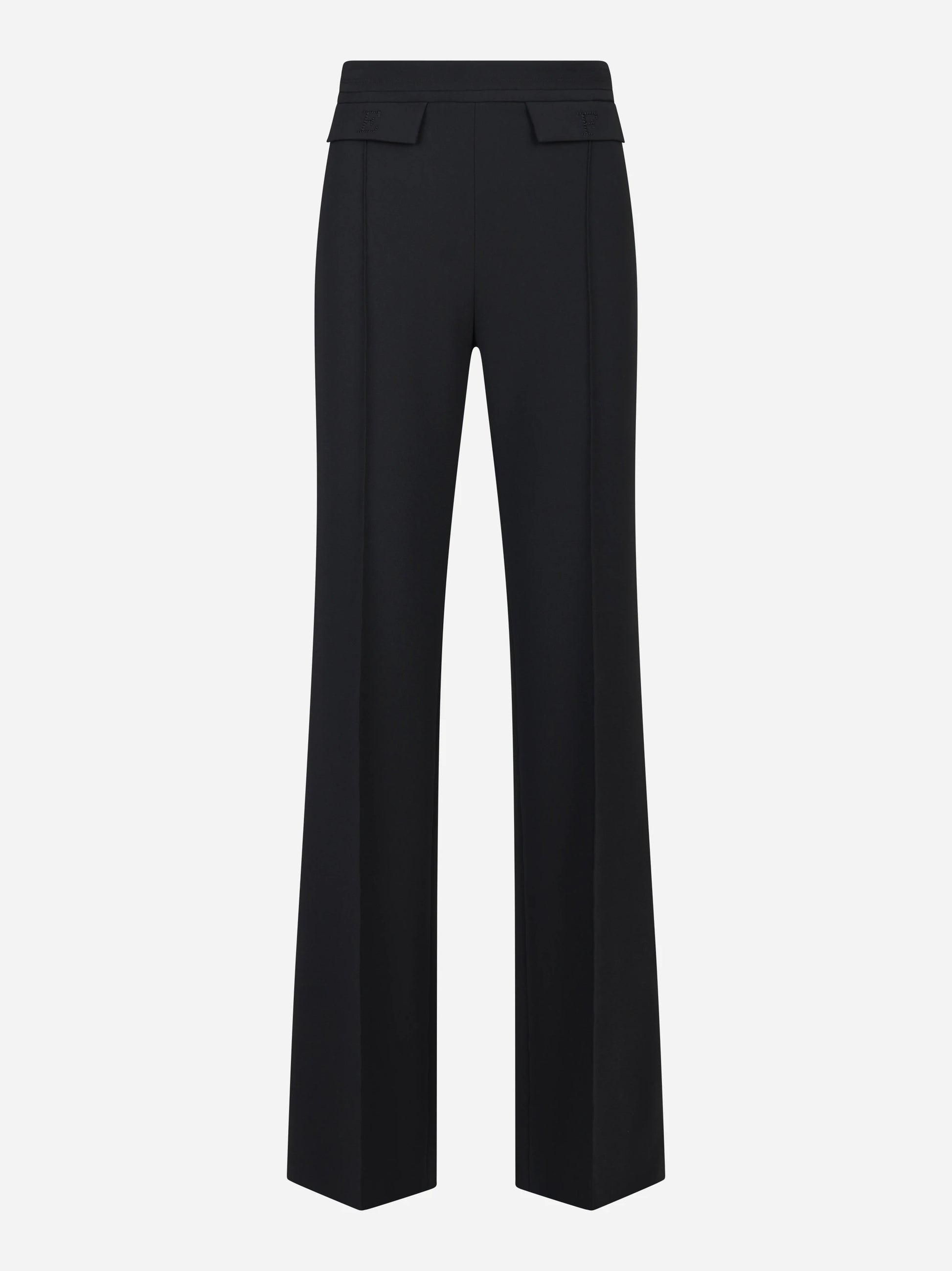 Pantaloni in doppio crepe stretch nero con logo ricamato