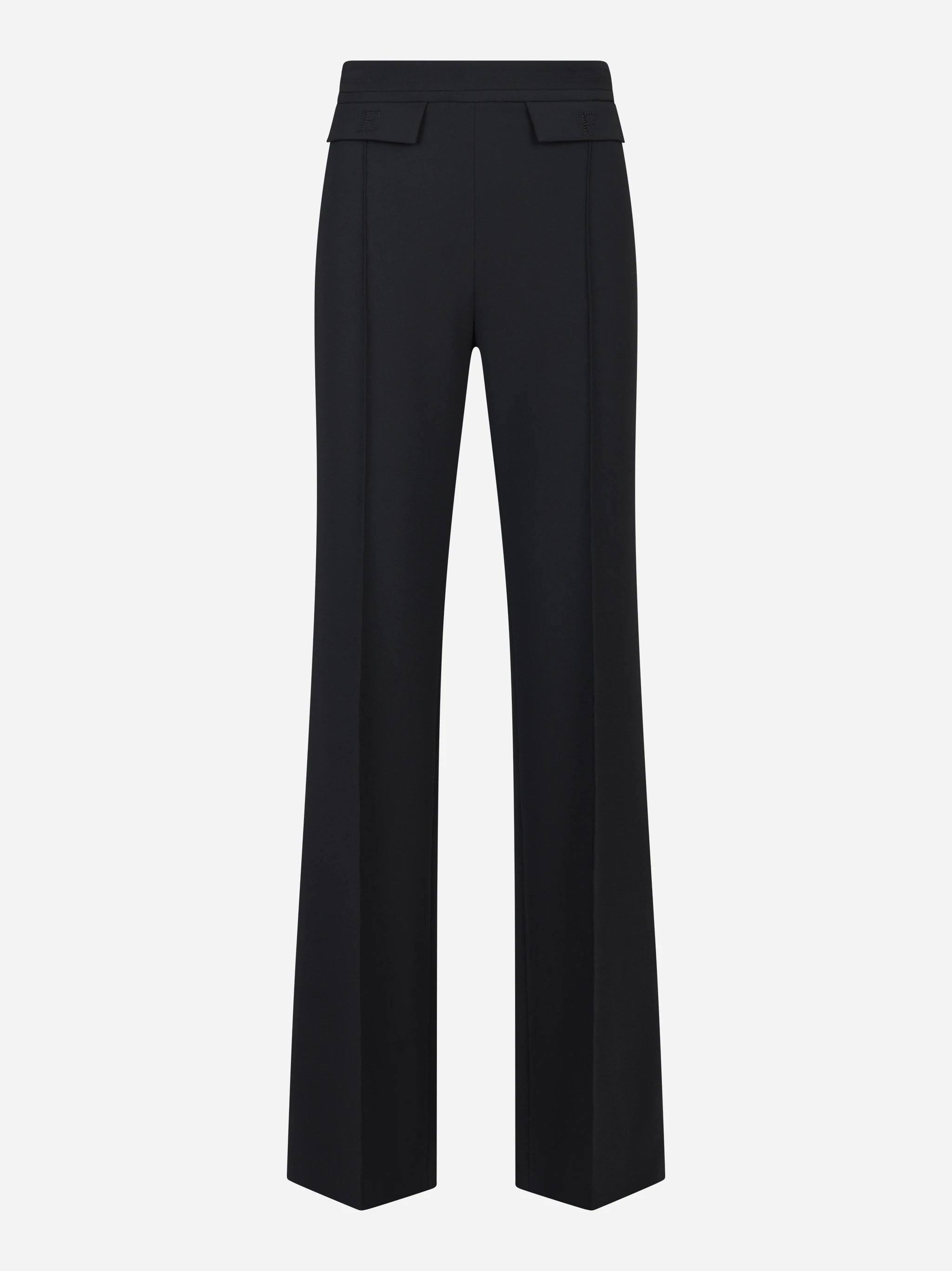 Pantaloni in doppio crepe stretch nero con logo ricamato
