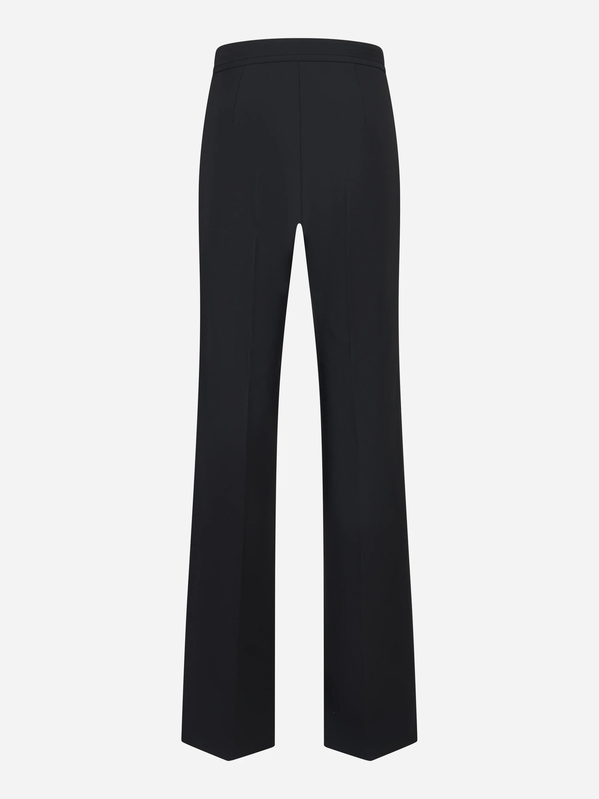 Pantaloni in doppio crepe stretch nero con logo ricamato
