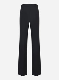 Pantaloni in doppio crepe stretch nero con logo ricamato
