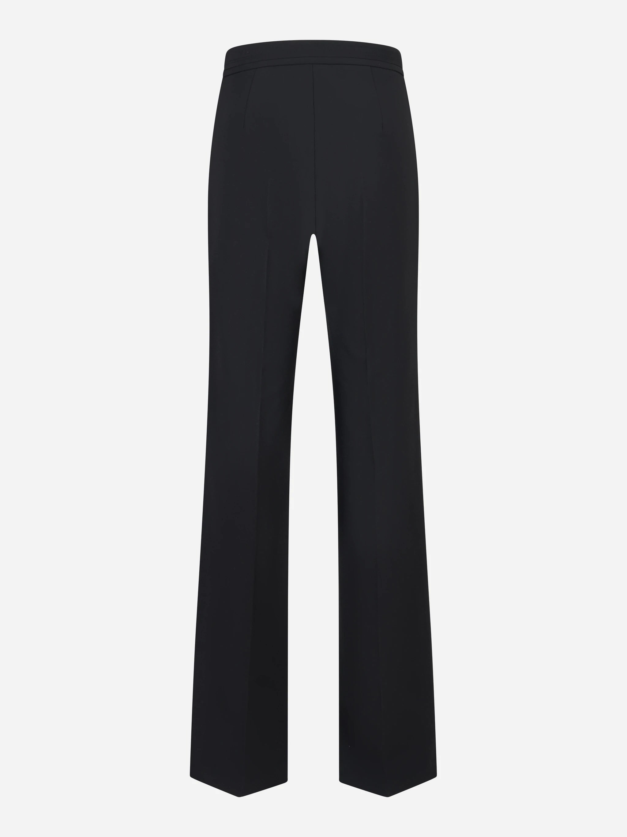 Pantaloni in doppio crepe stretch nero con logo ricamato