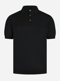 Polo manica corta in seta nera