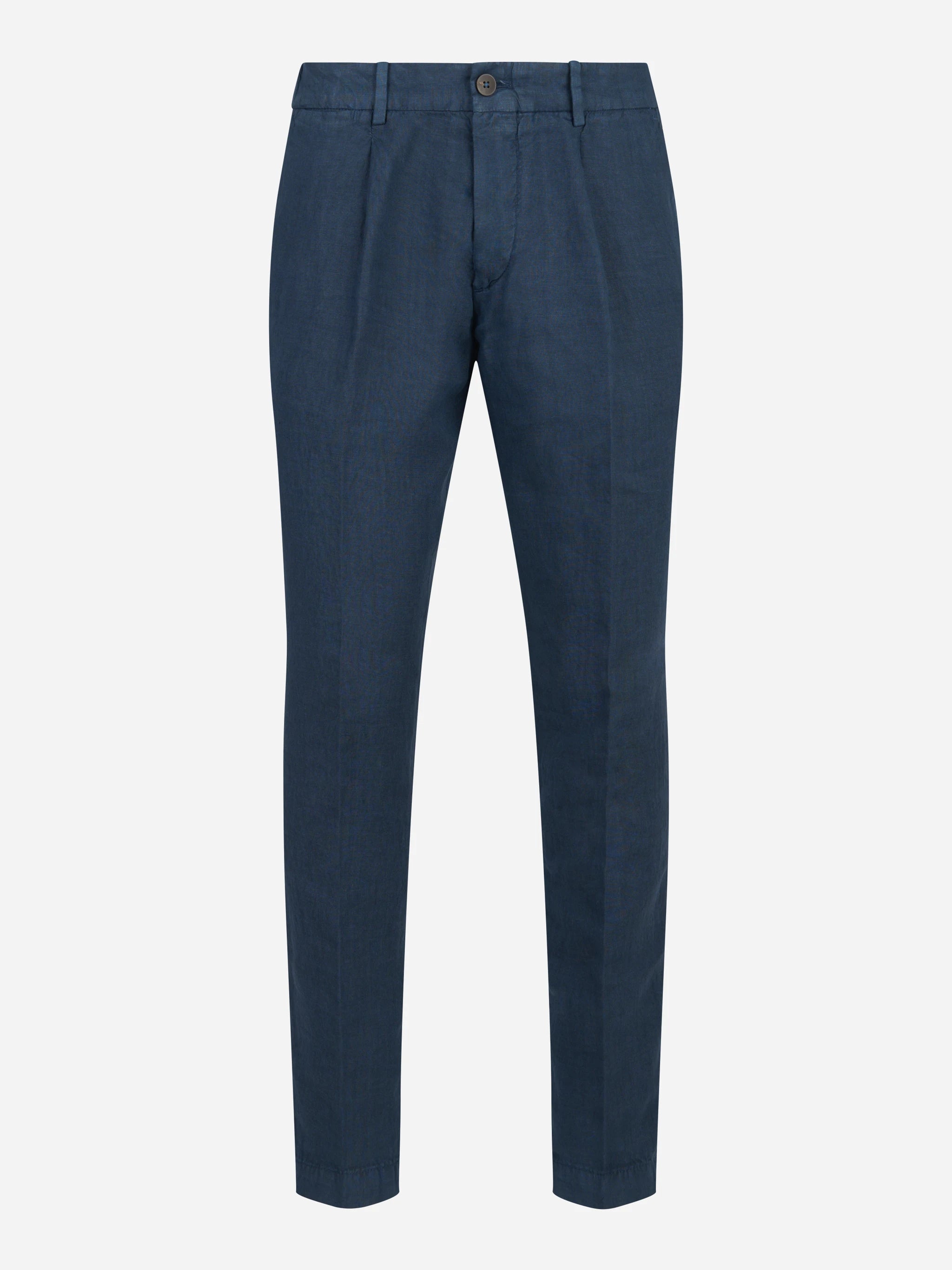 Pantalone con elastico in vita in puro lino blu