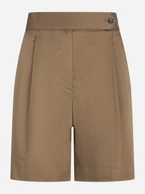 Shorts in cotone stretch beige con una pince
