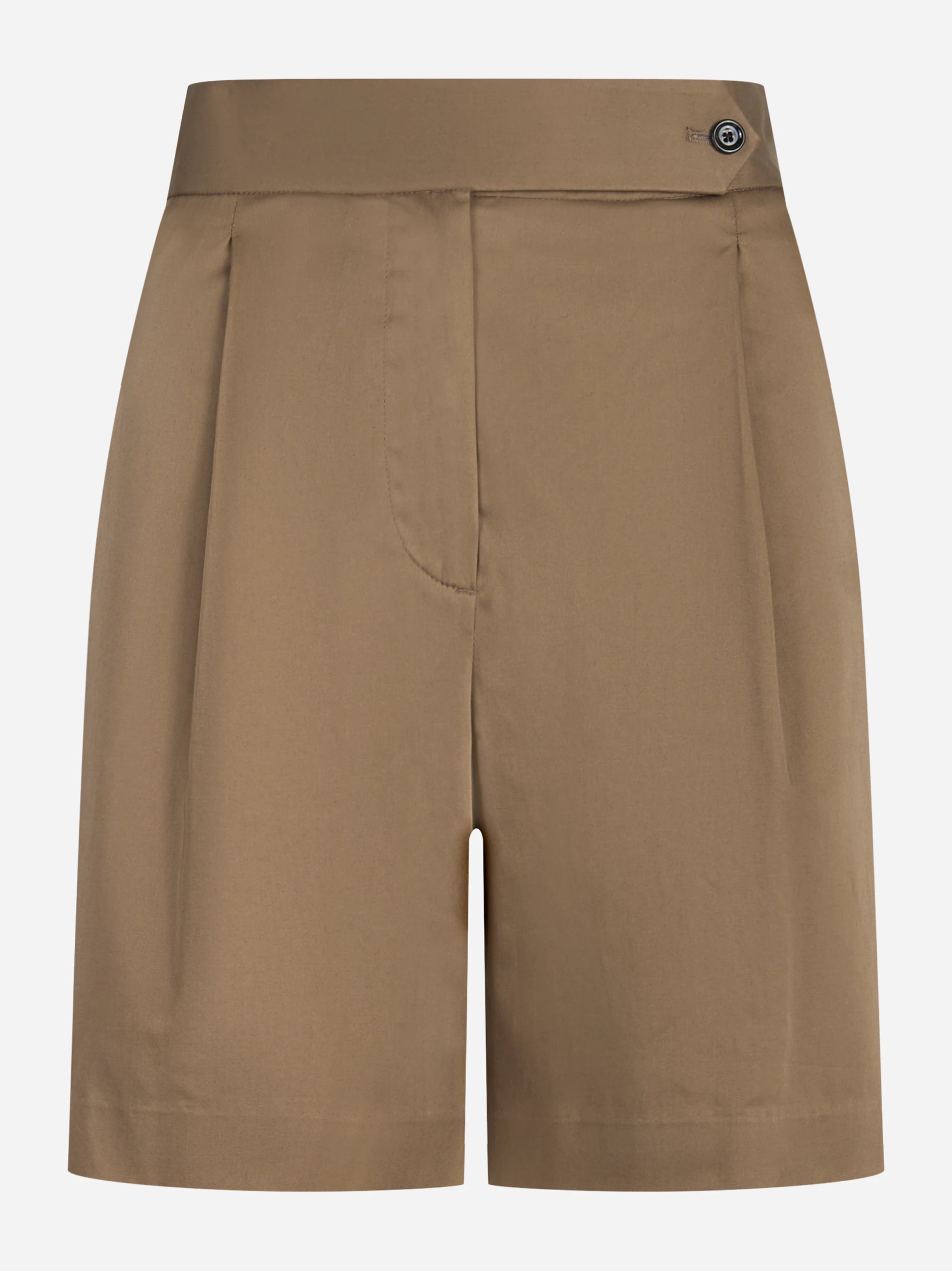 Shorts in cotone stretch beige con una pince