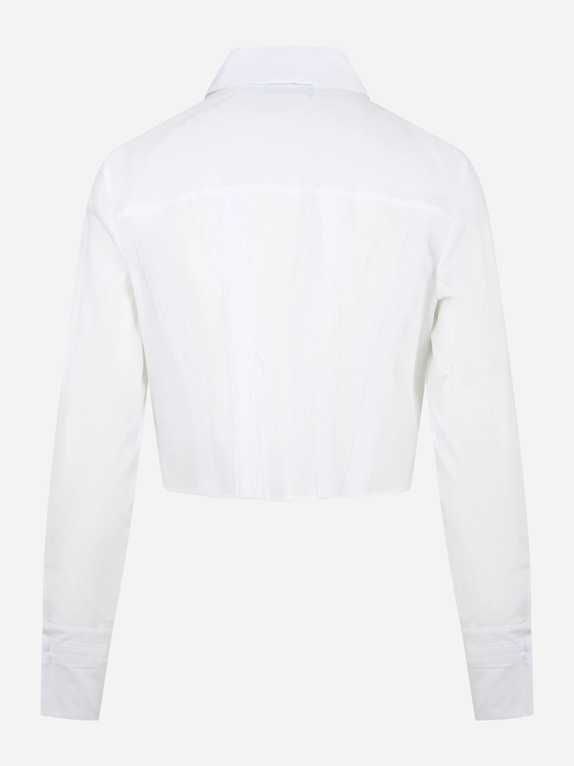 Camicia in cotone bianco con patte e ricami