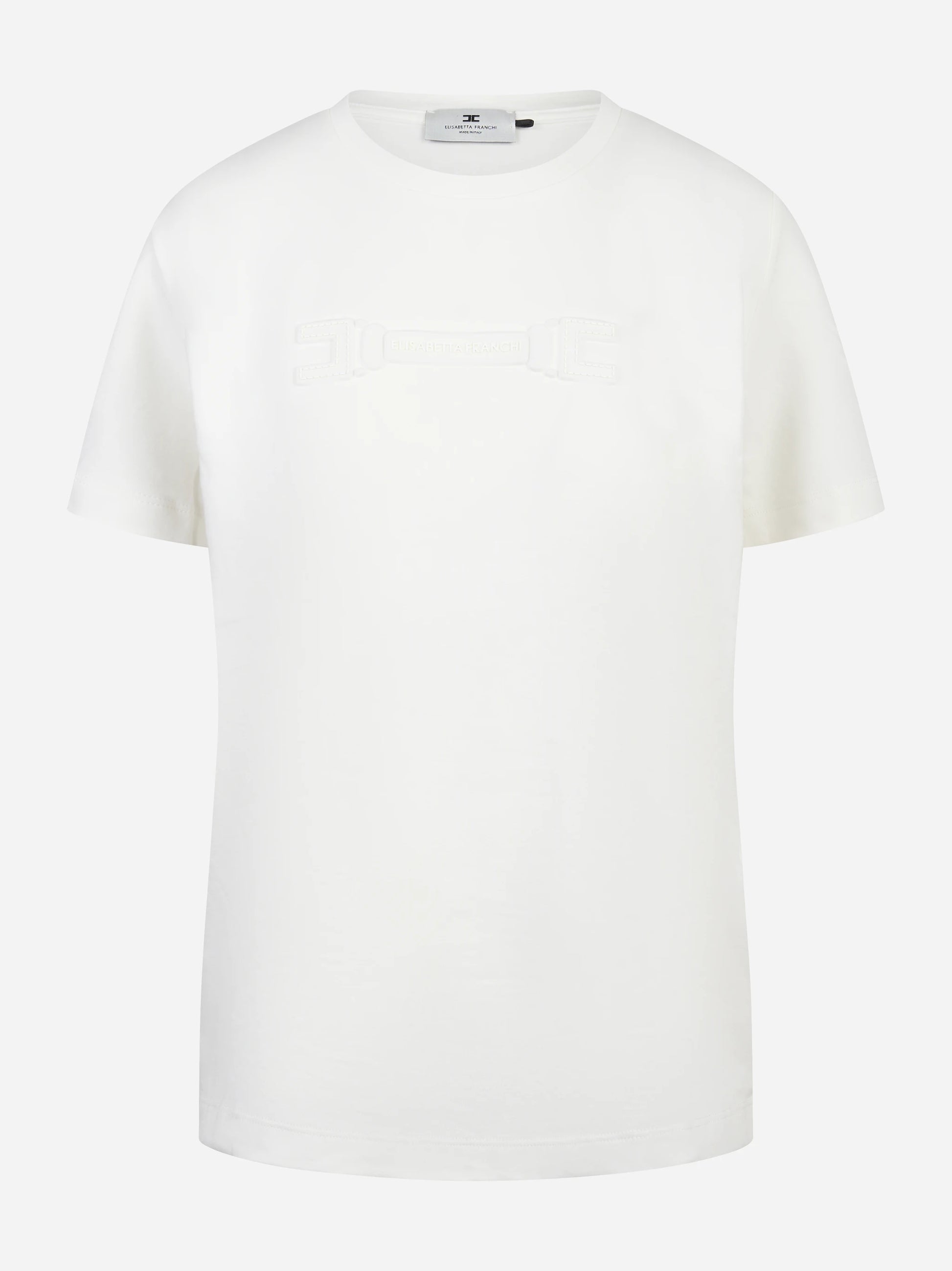 T-shirt girocollo bianca con logo