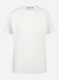 T-shirt girocollo bianca con logo