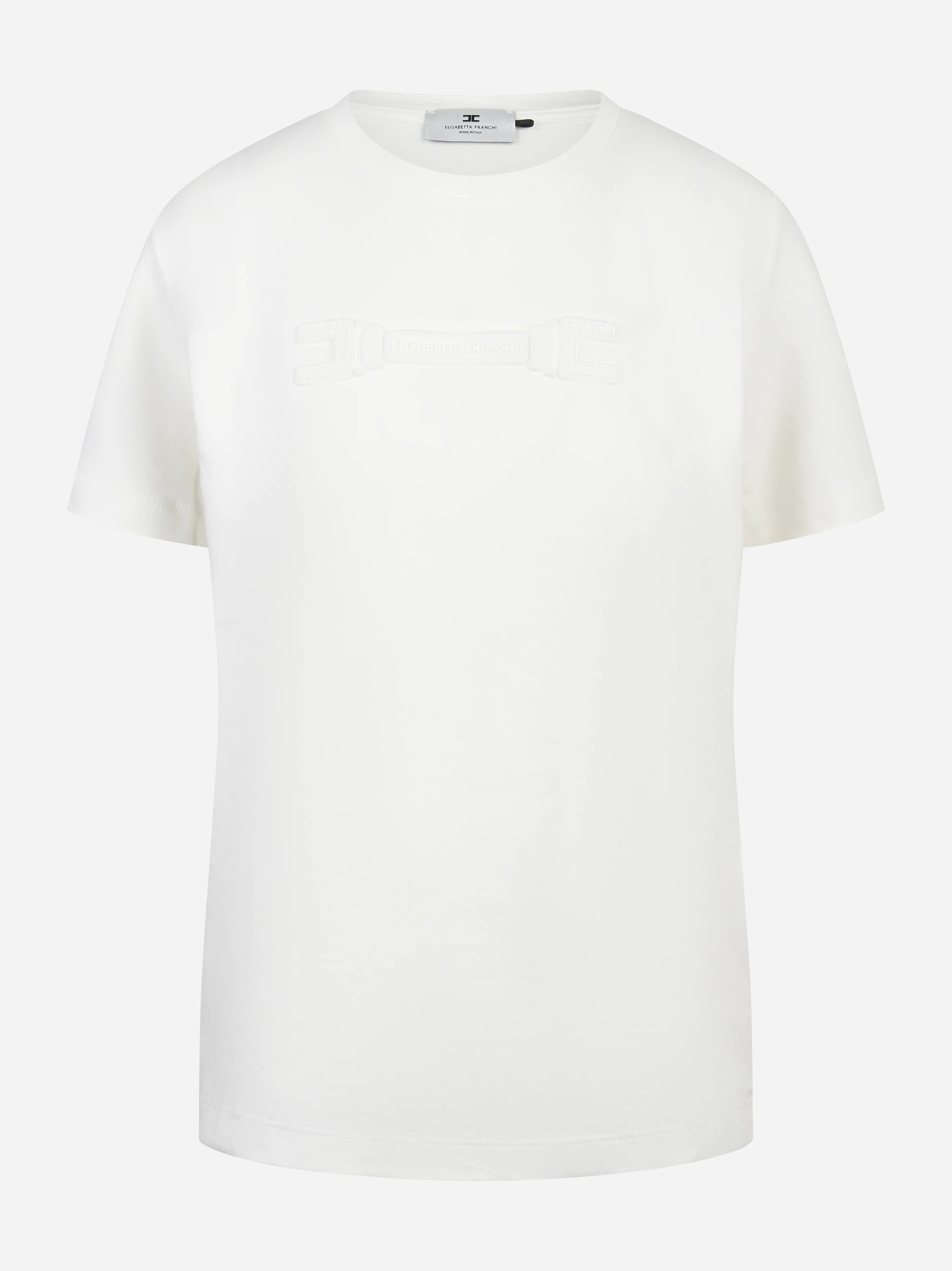 T-shirt girocollo bianca con logo