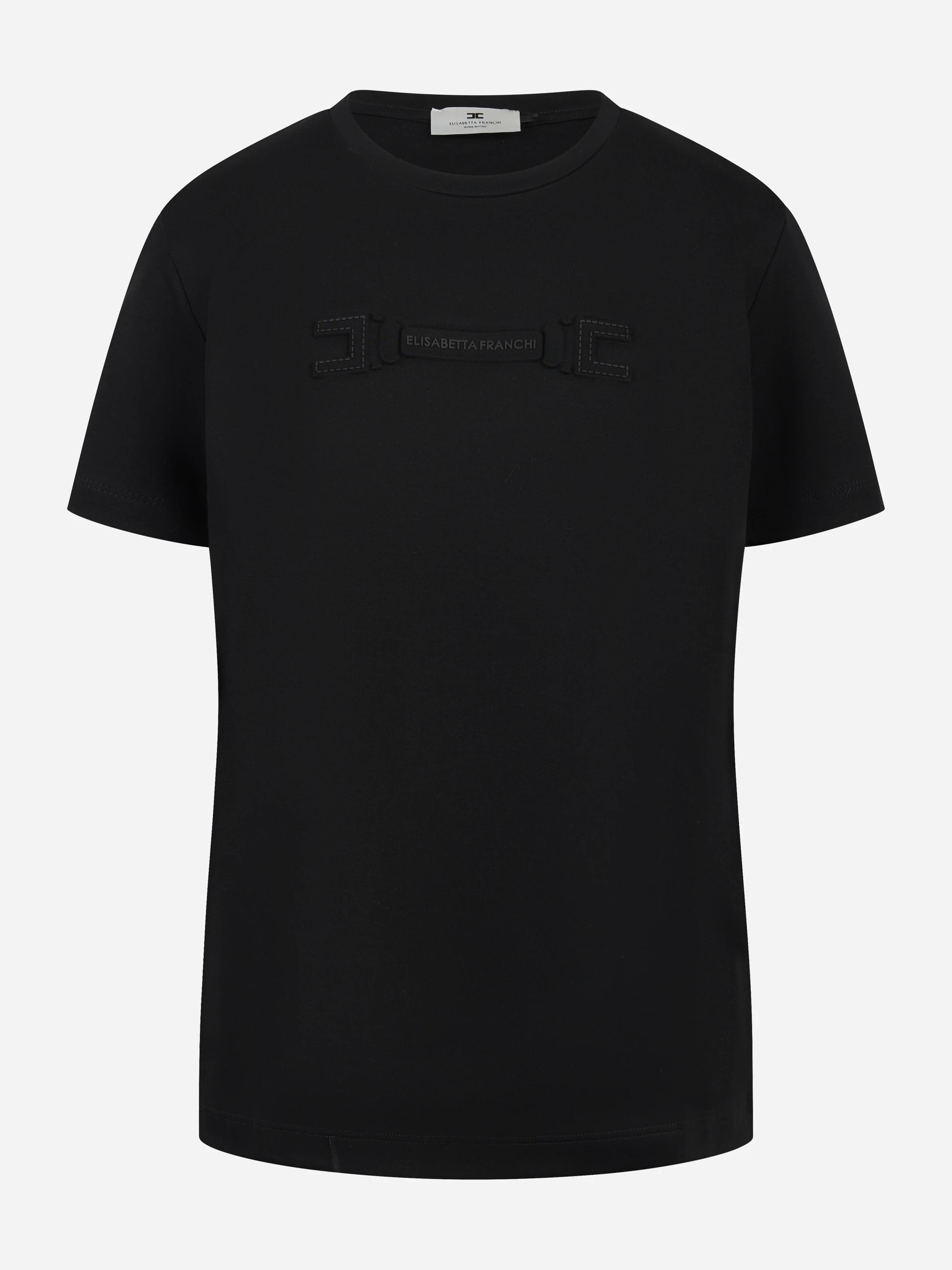 T-shirt girocollo nera con logo