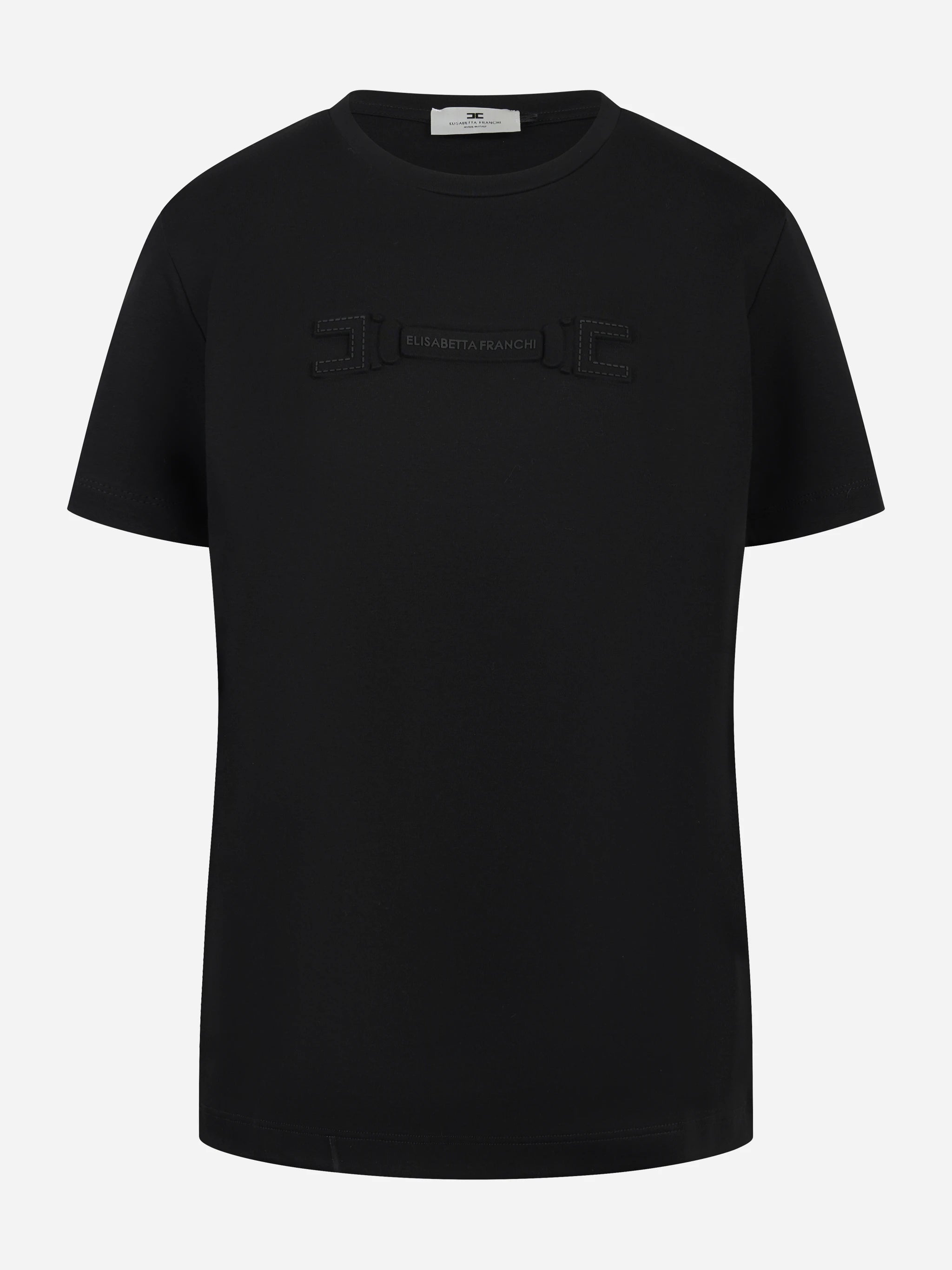 T-shirt girocollo nera con logo