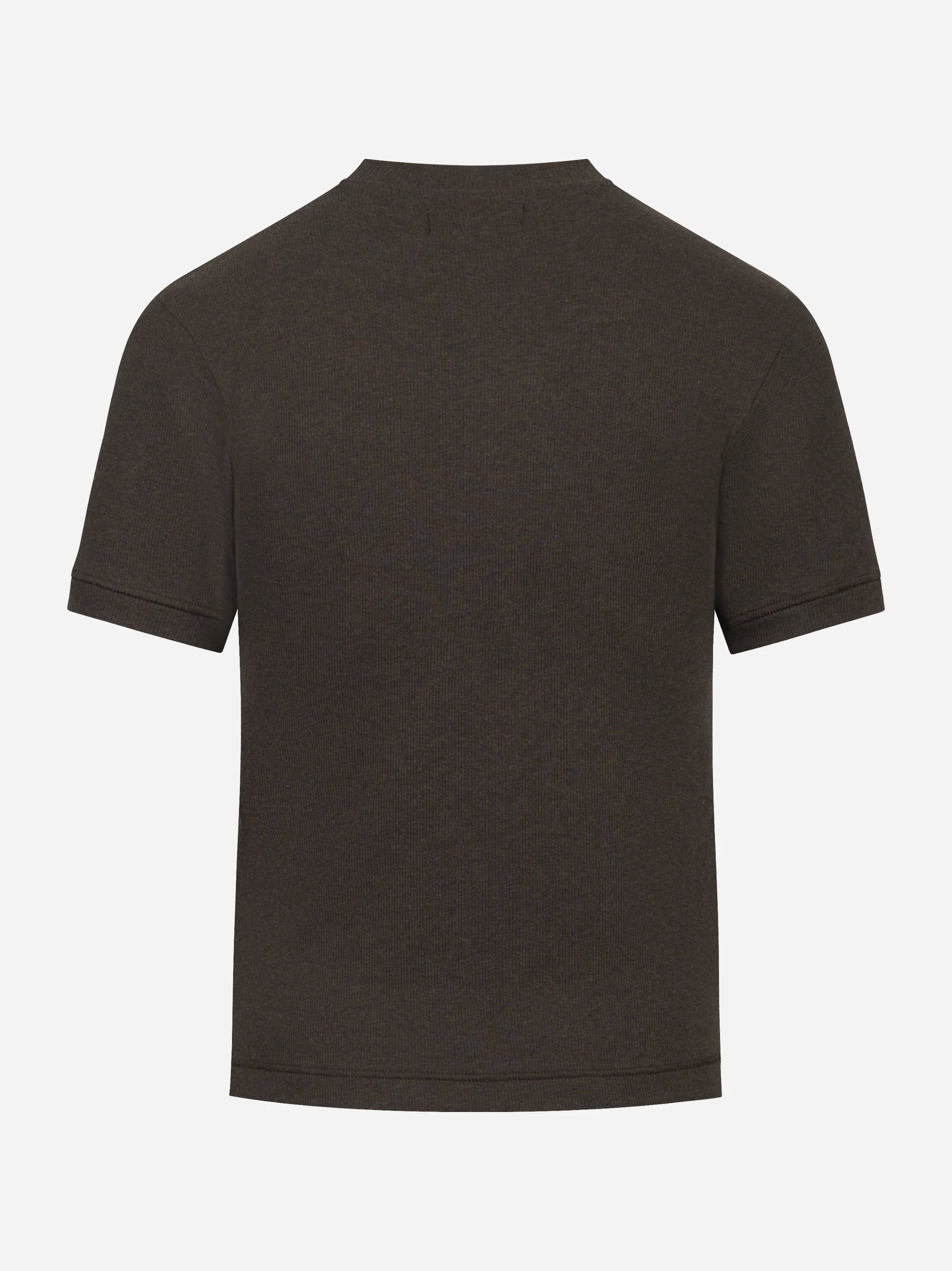 T-shirt serafino Nudo in cotone stretch marrone