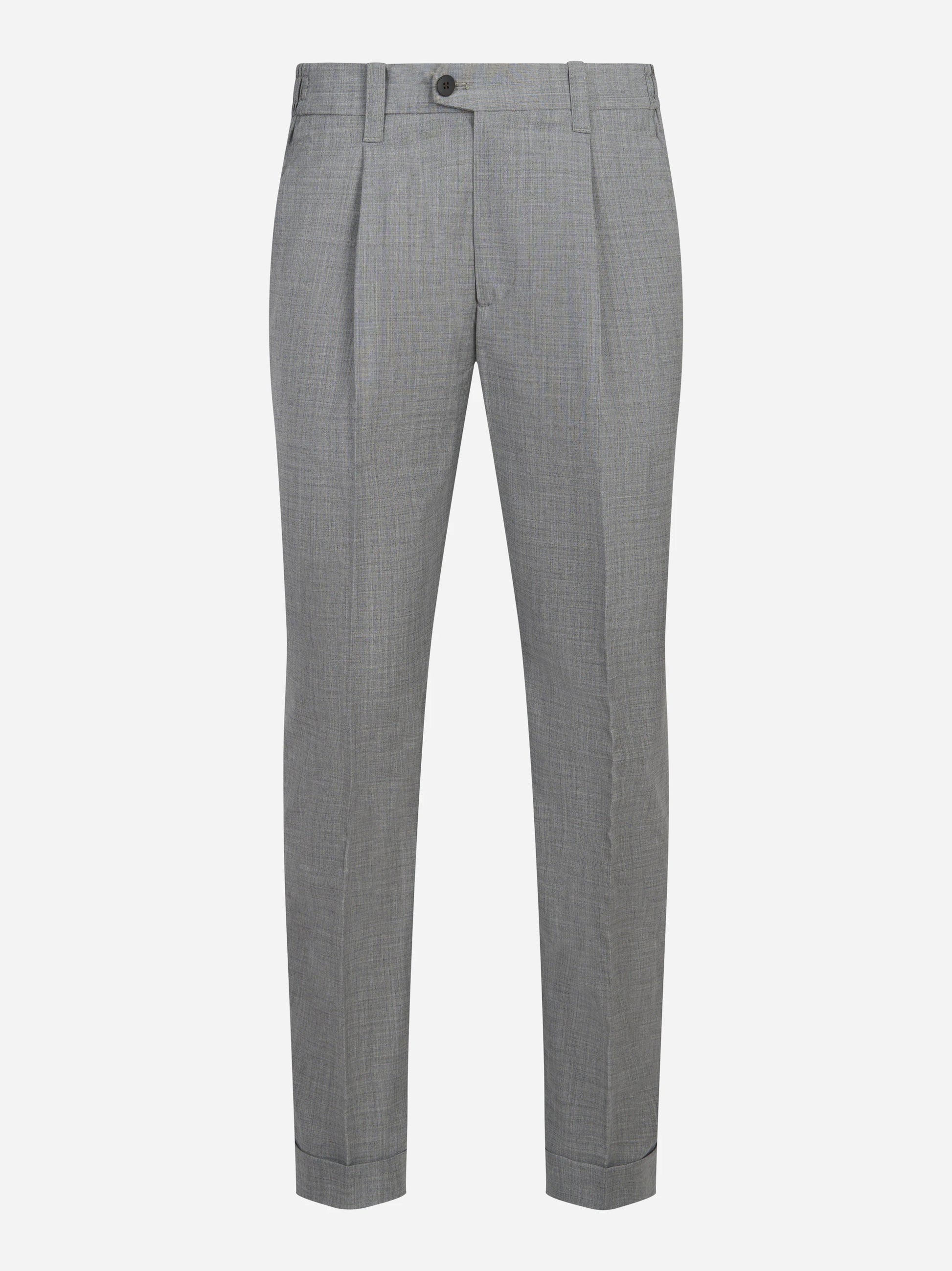 Pantalone regular fit con elastico in vita in fresco lana stretch grigio