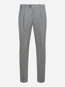 Pantalone regular fit con elastico in vita in fresco lana stretch grigio