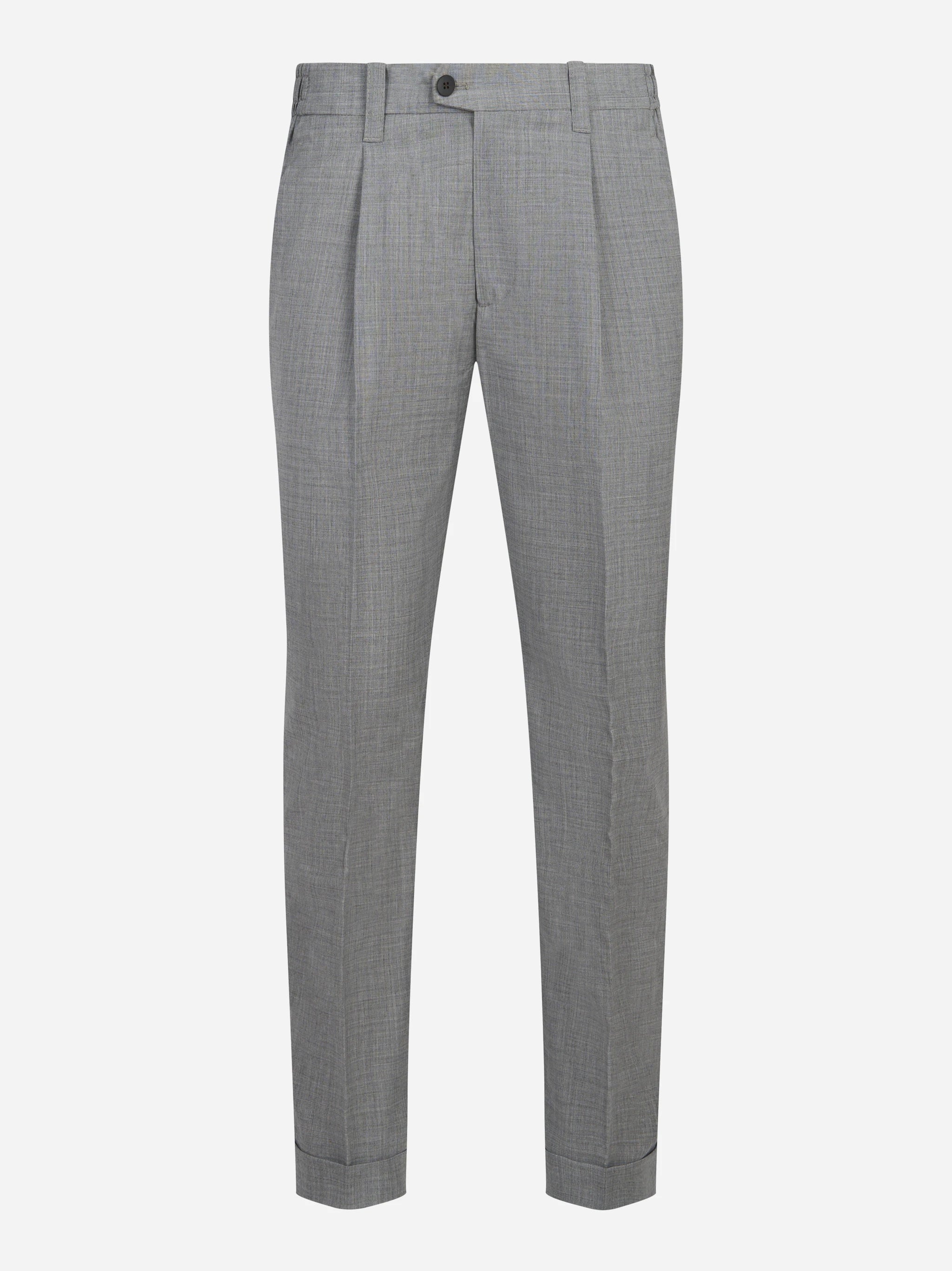 Pantalone regular fit con elastico in vita in fresco lana stretch grigio