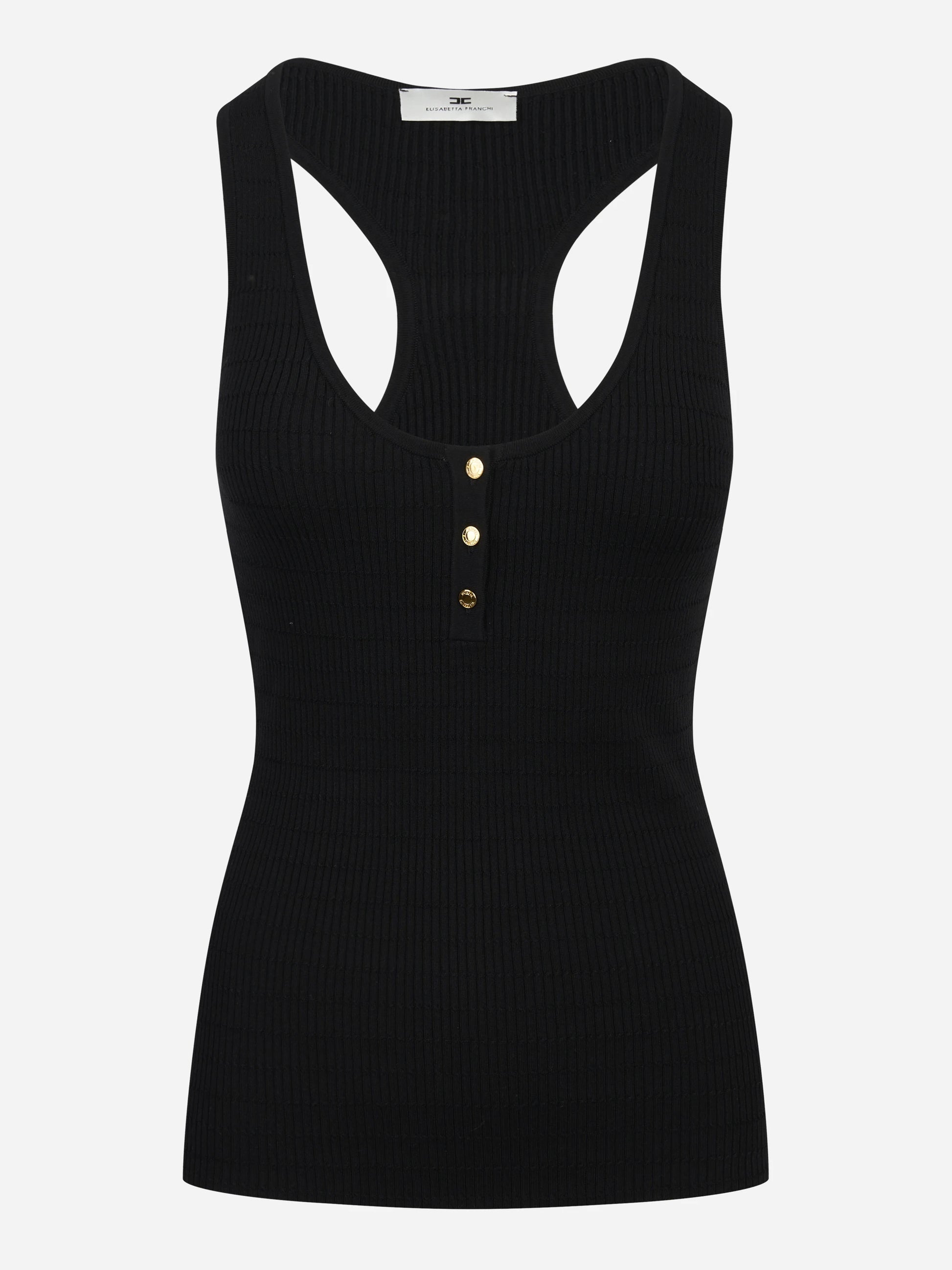 Top in maglia nero a micro trecce