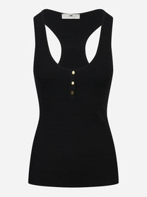 Top in maglia nero a micro trecce
