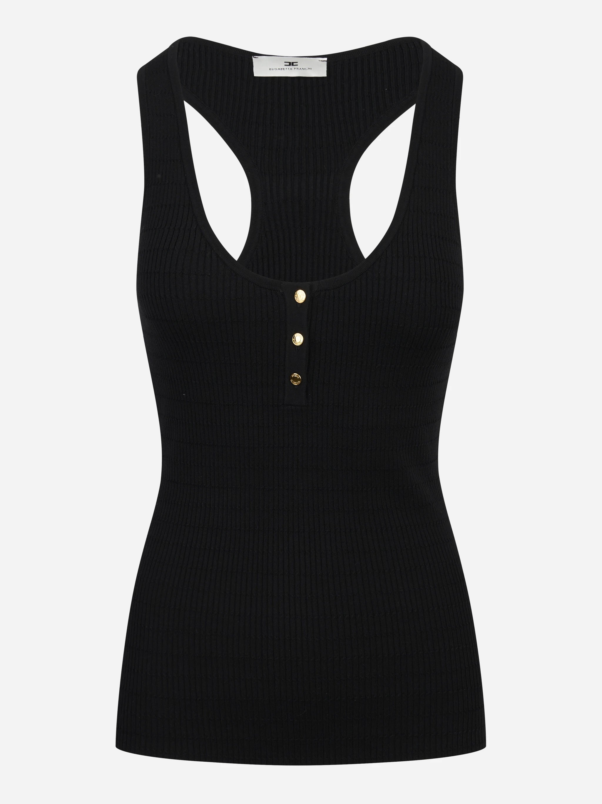 Top in maglia nero a micro trecce