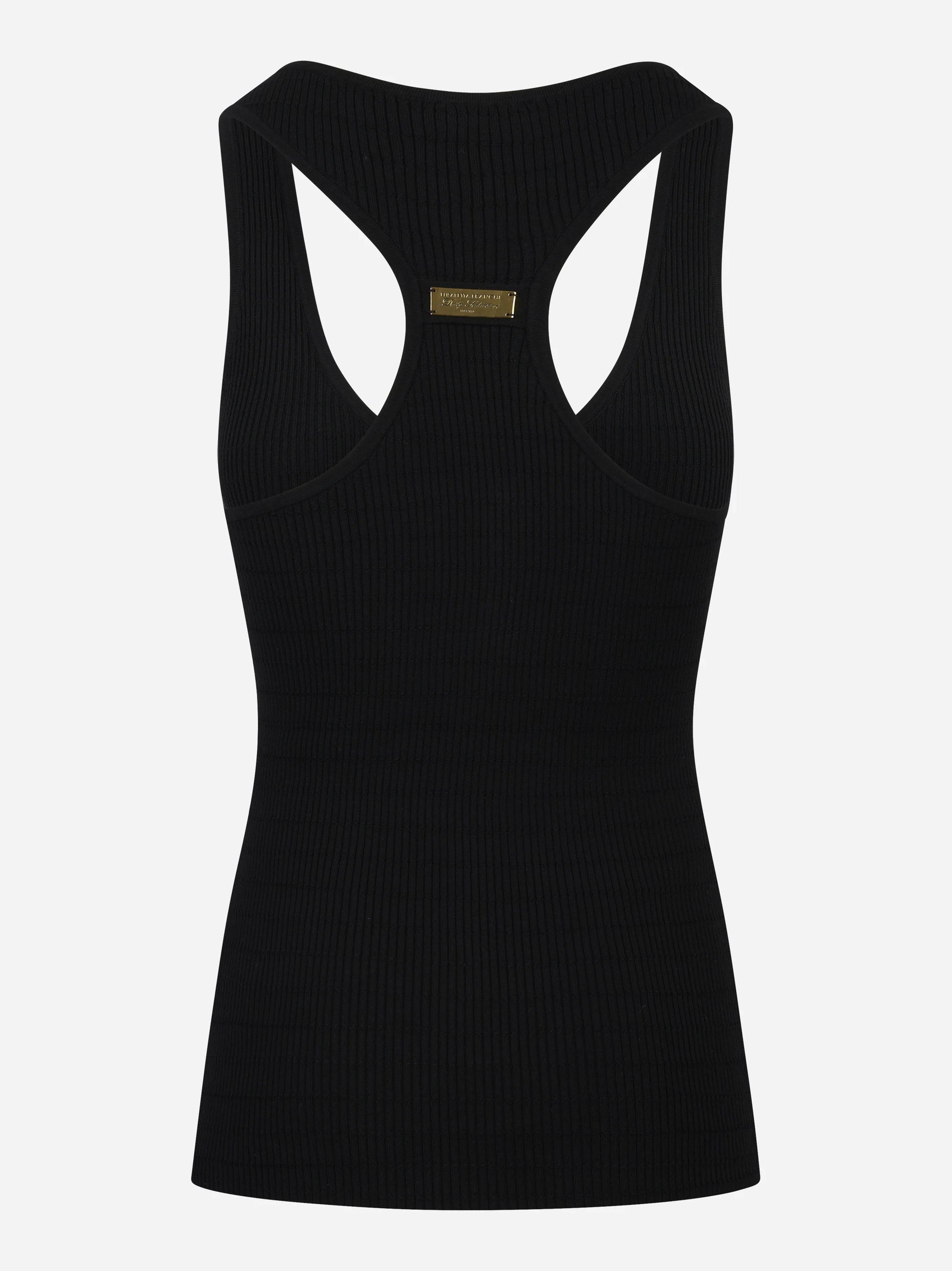 Top in maglia nero a micro trecce