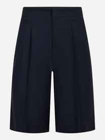 Shorts loose fit in fresco lana blu