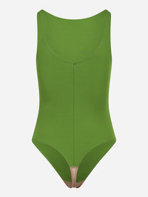 Body in jersey crepe con dettagli logo verde