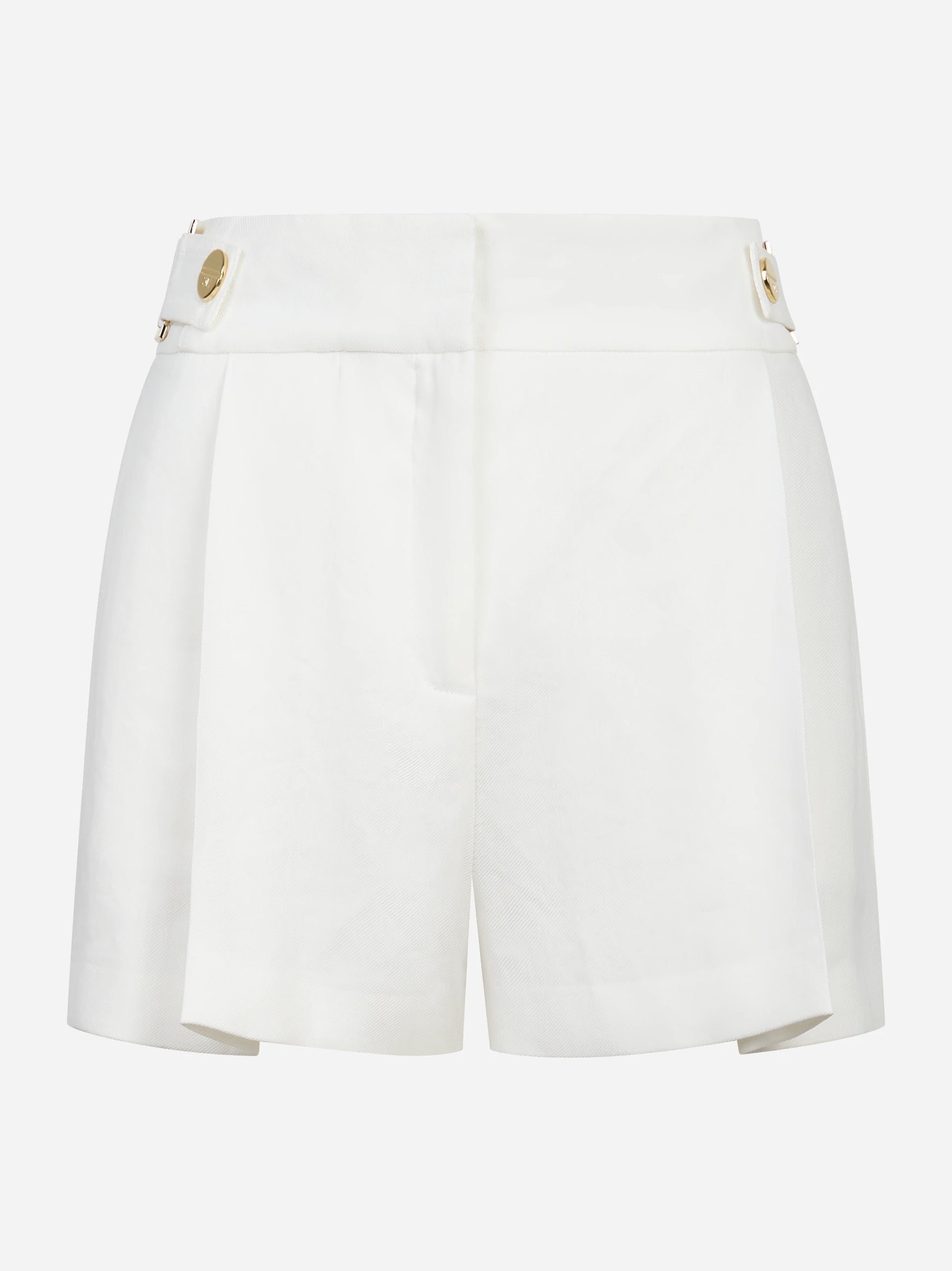 Shorts in misto lino con cinturini bianco
