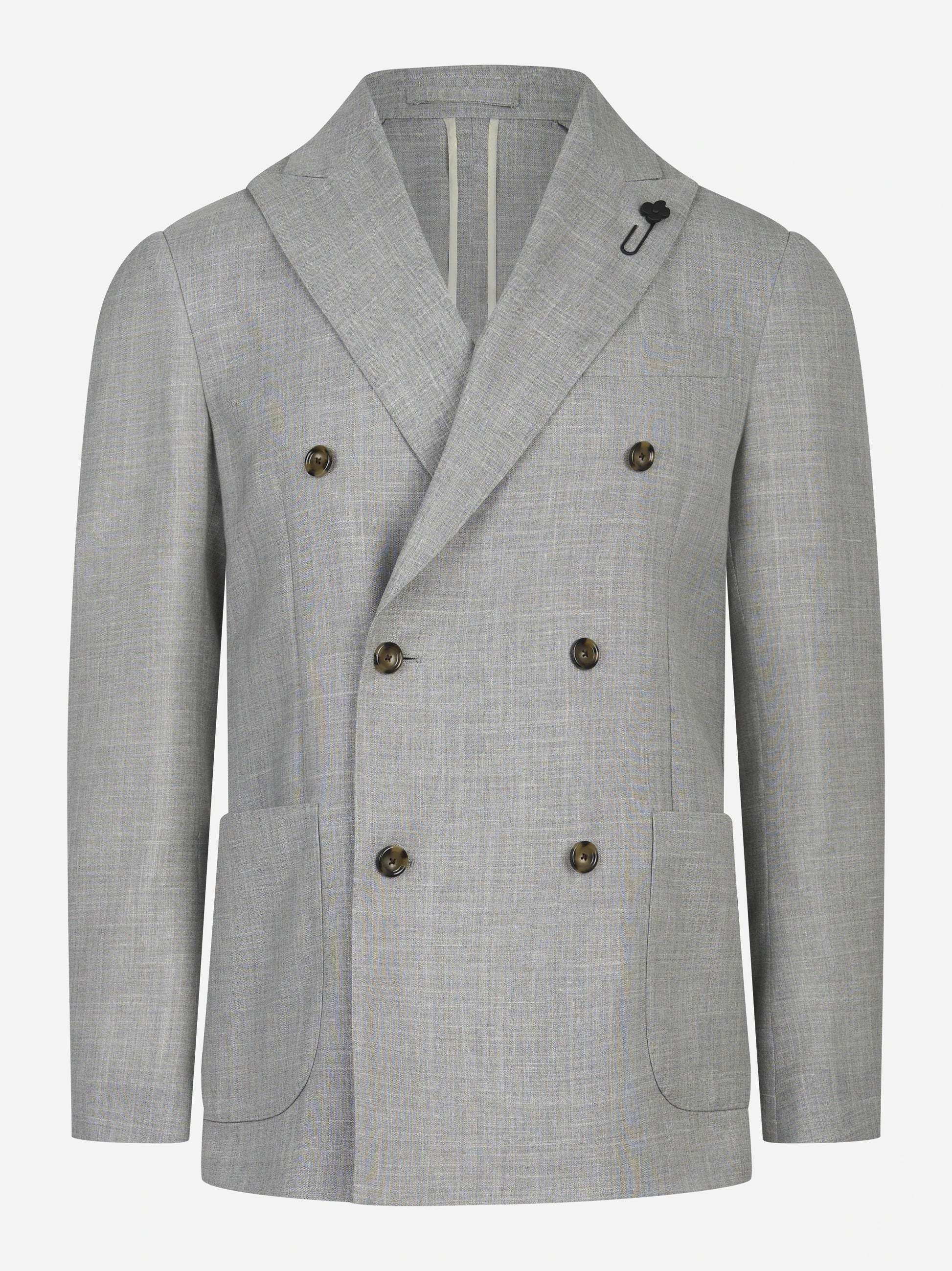 Blazer doppiopetto in lana seta e lino grigio