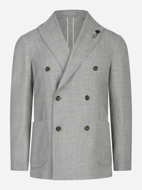 Blazer doppiopetto in lana seta e lino grigio