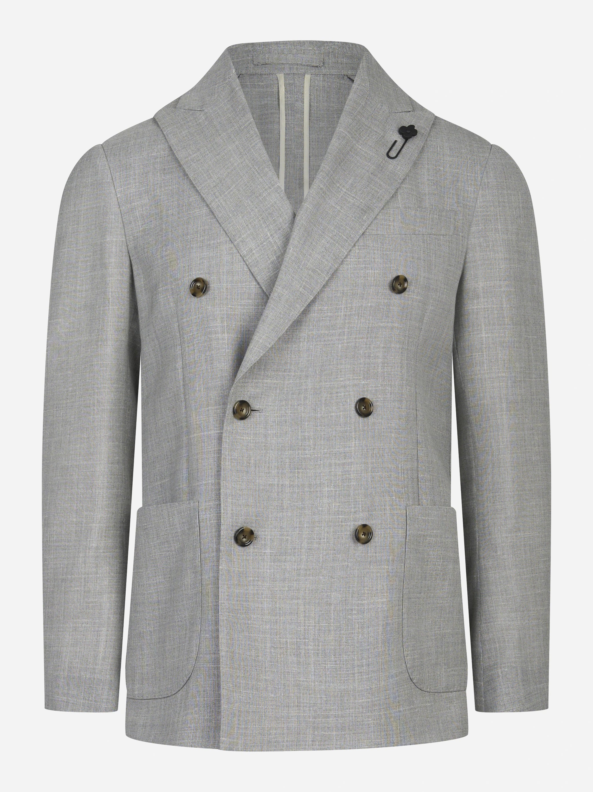 Blazer doppiopetto in lana seta e lino grigio