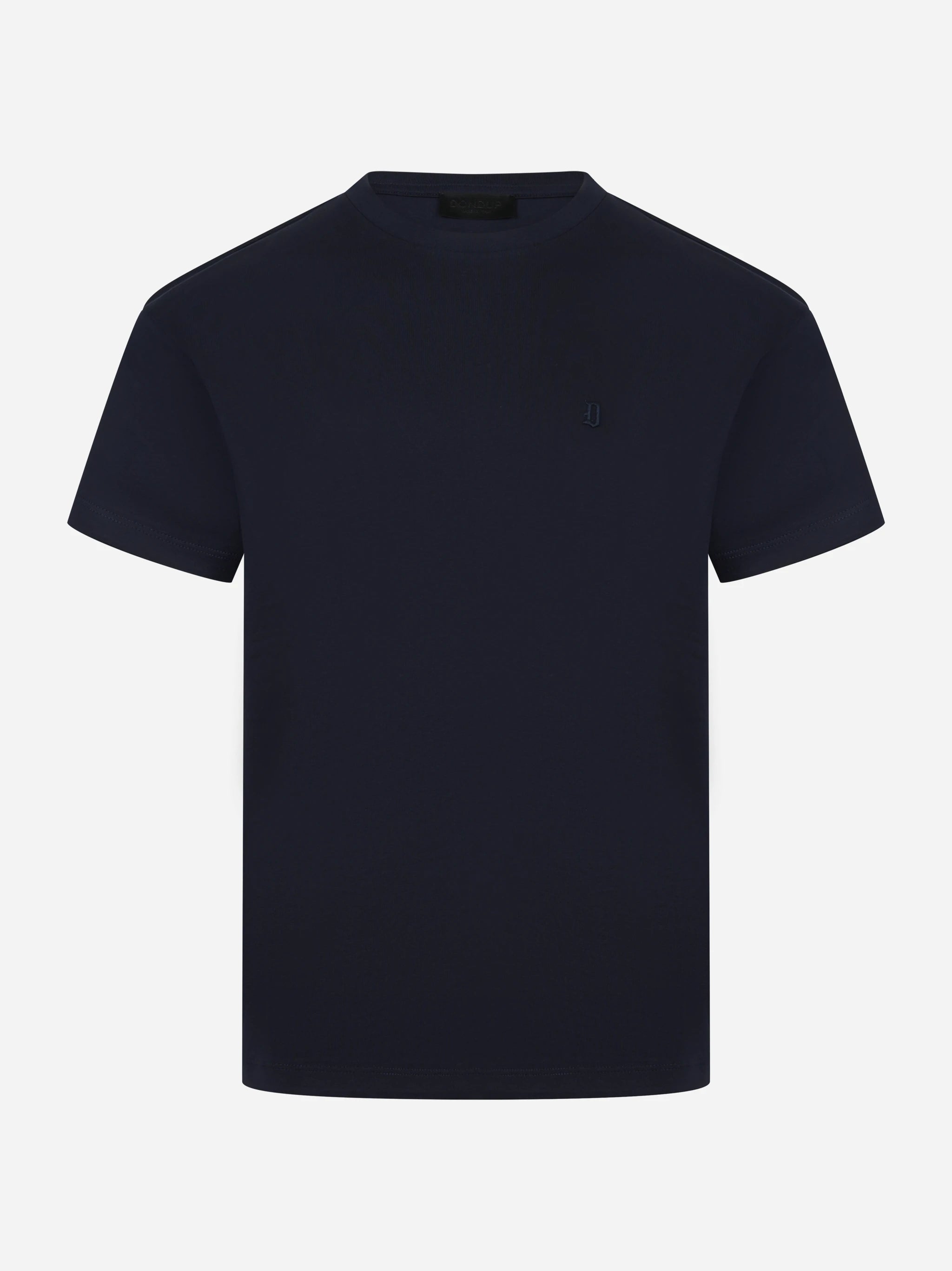 T-shirt girocollo blu con logo ricamato