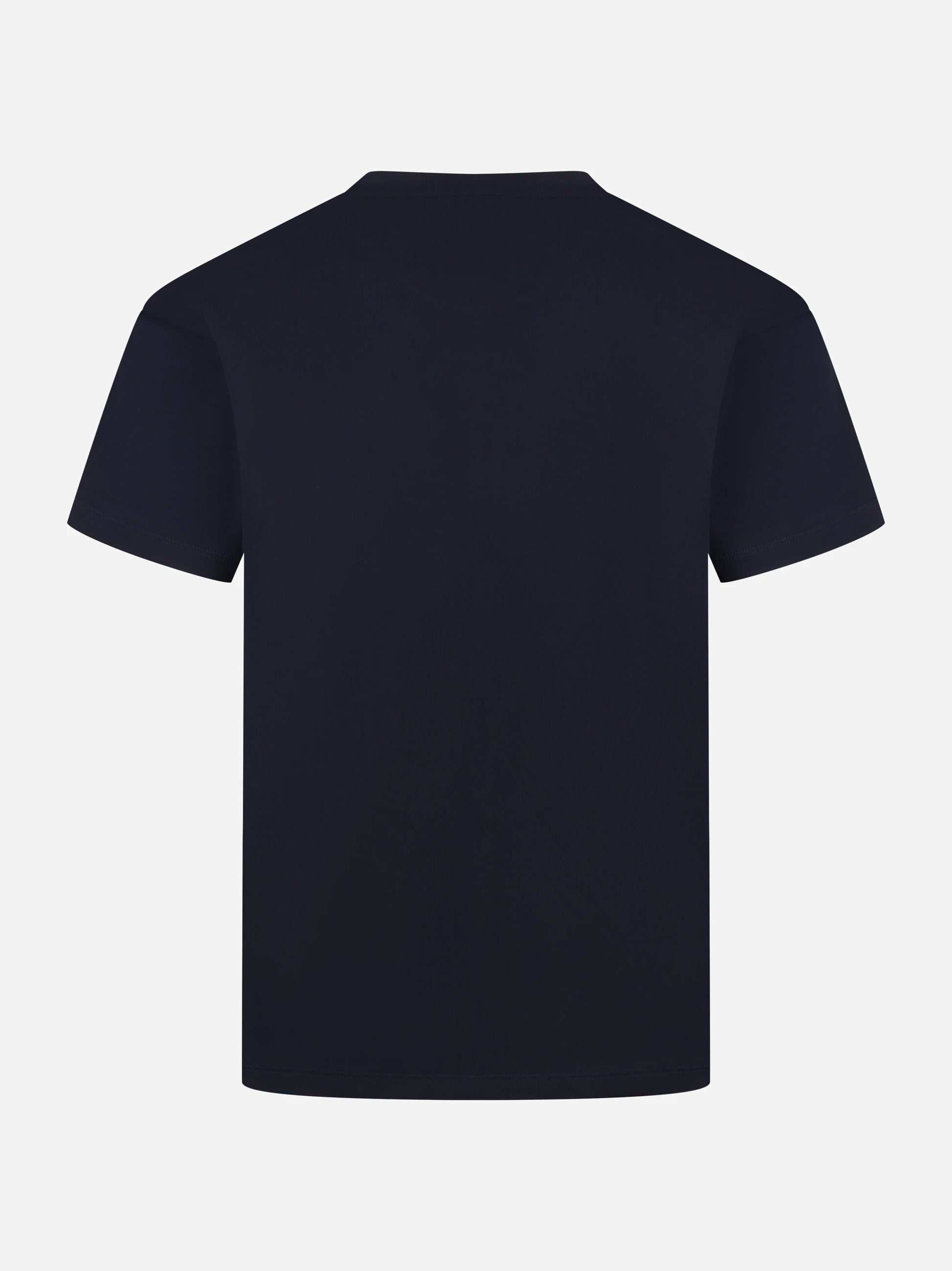 T-shirt girocollo blu con logo ricamato
