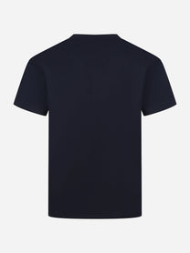 T-shirt girocollo blu con logo ricamato