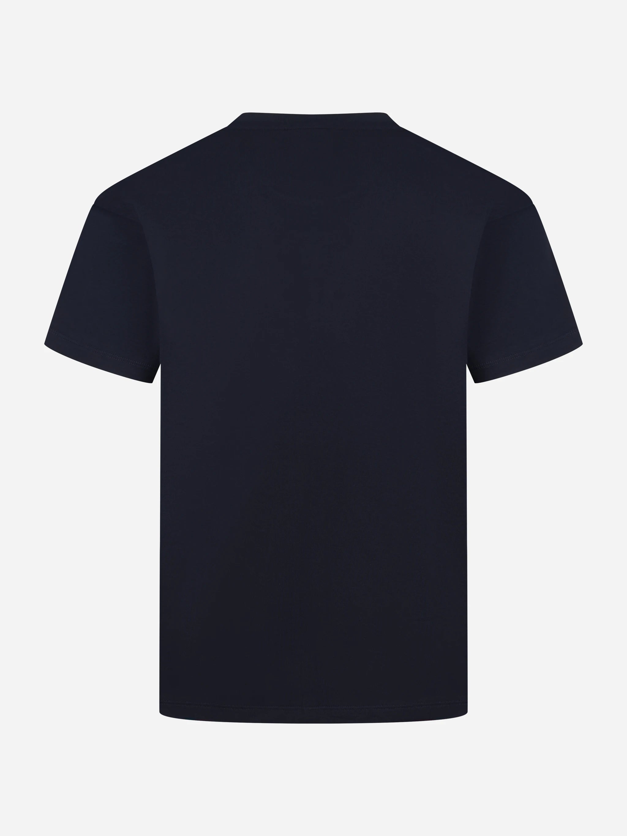 T-shirt girocollo blu con logo ricamato