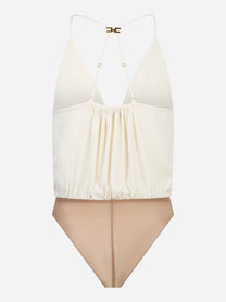 Body in georgette di viscosa bianco