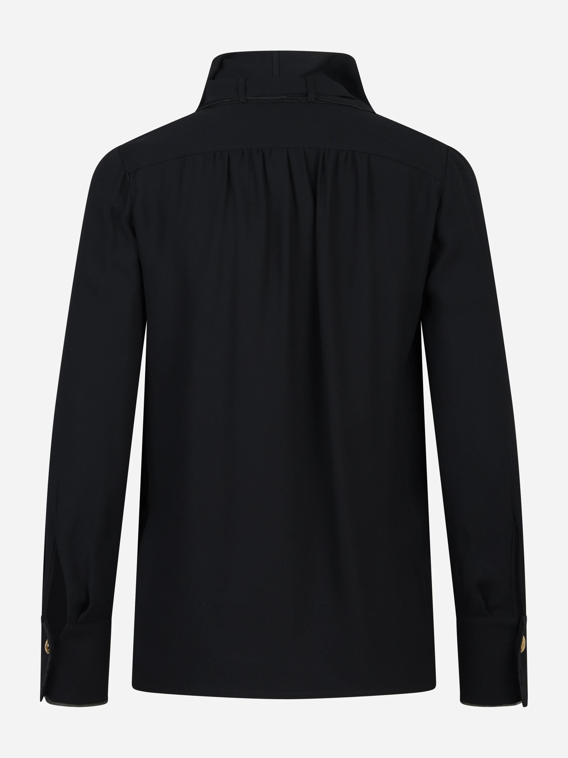 Camicia nera in georgette di viscosa con fusciacca