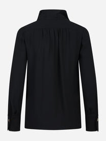 Camicia nera in georgette di viscosa con fusciacca