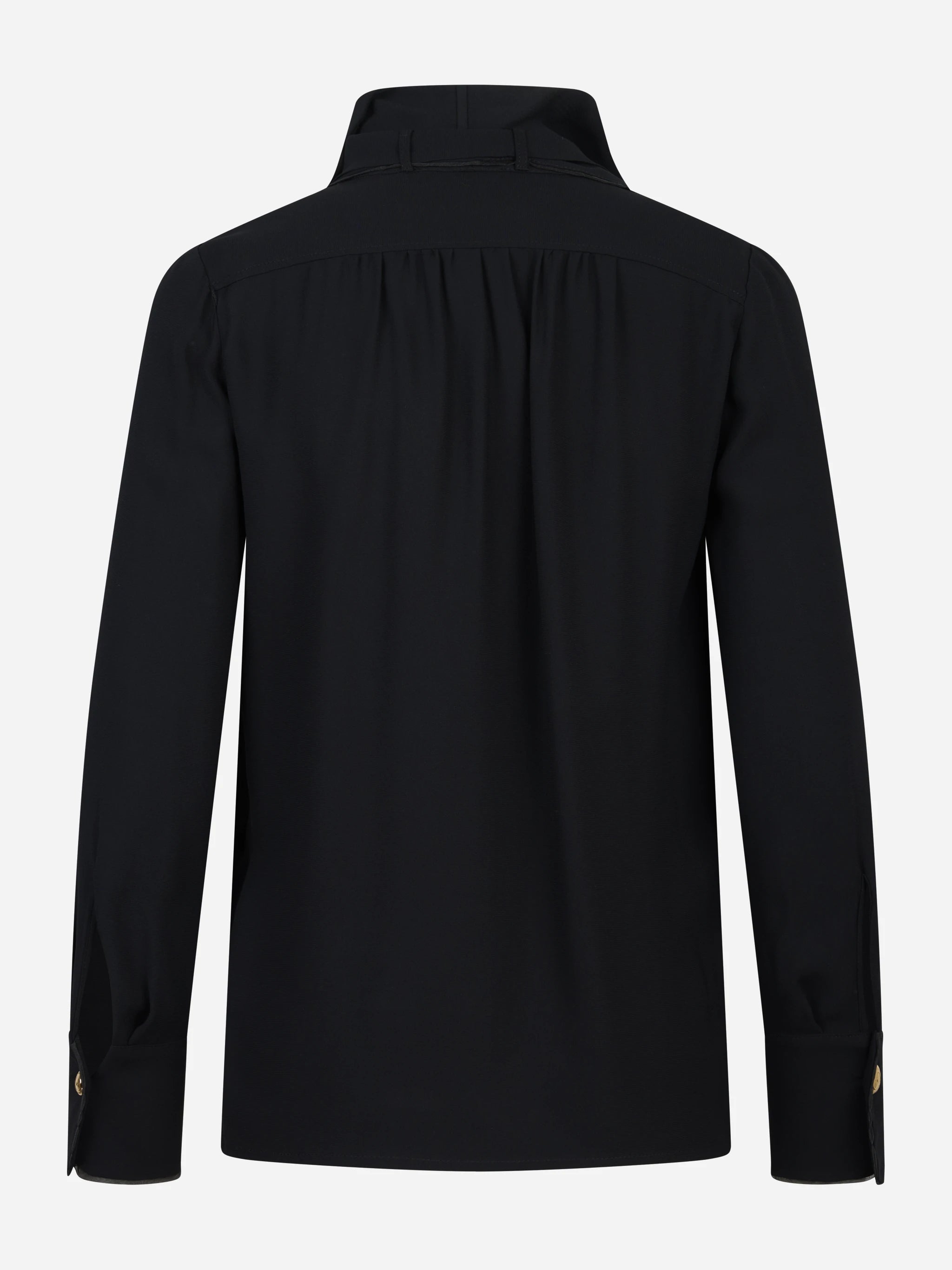Camicia nera in georgette di viscosa con fusciacca