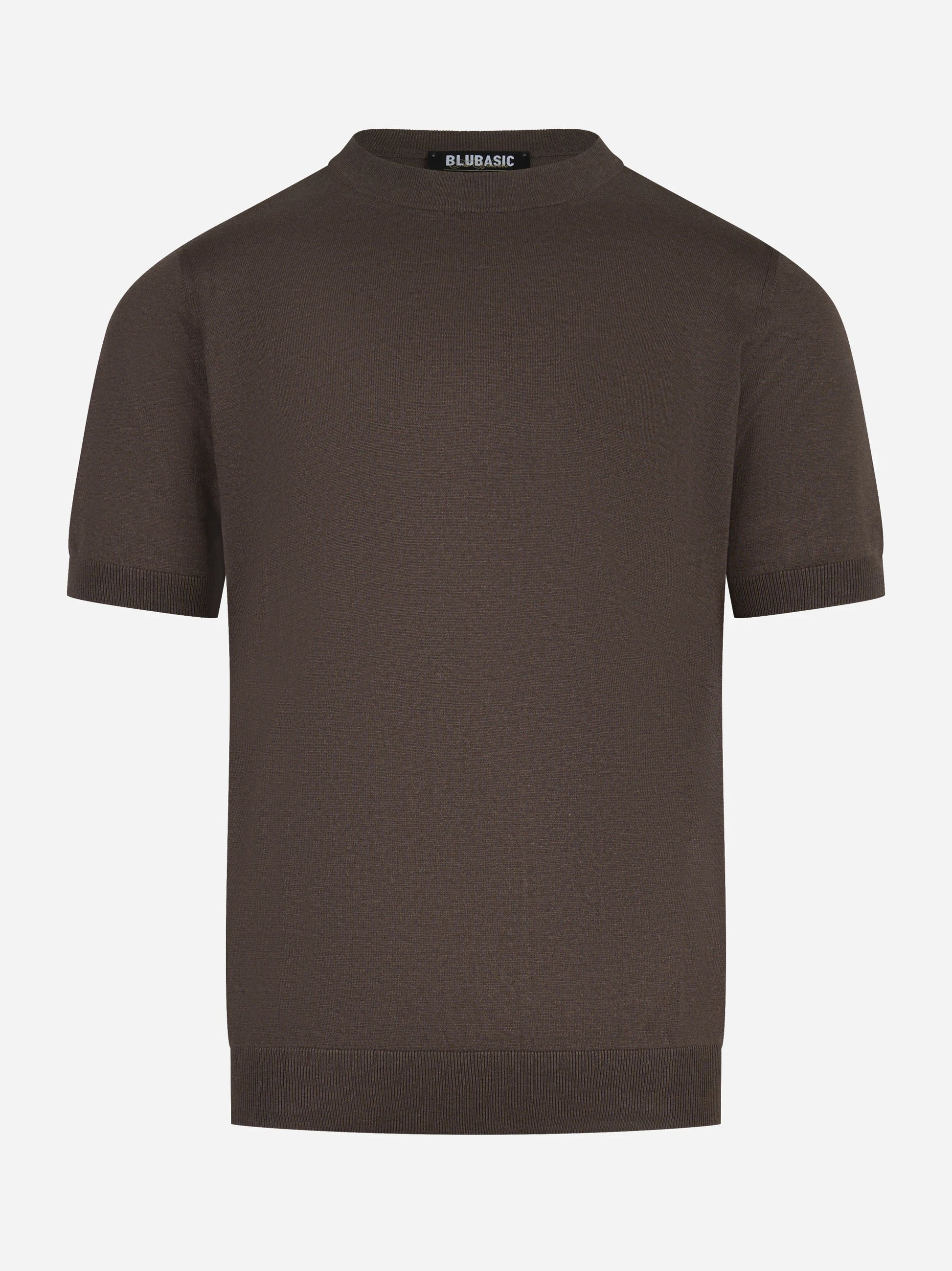 Maglia manica corta in seta marrone