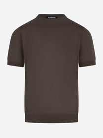 Maglia manica corta in seta marrone