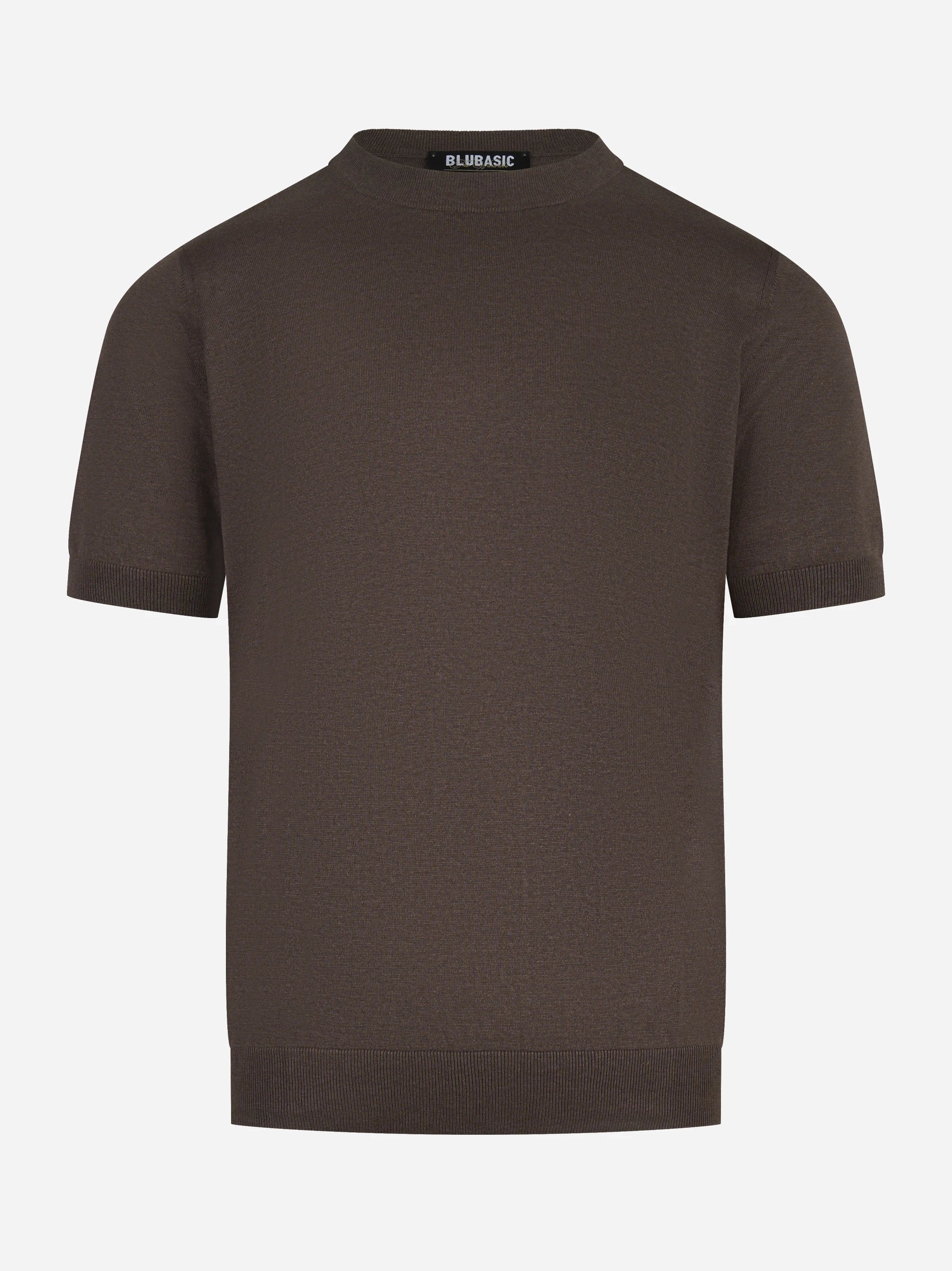 Maglia manica corta in seta marrone