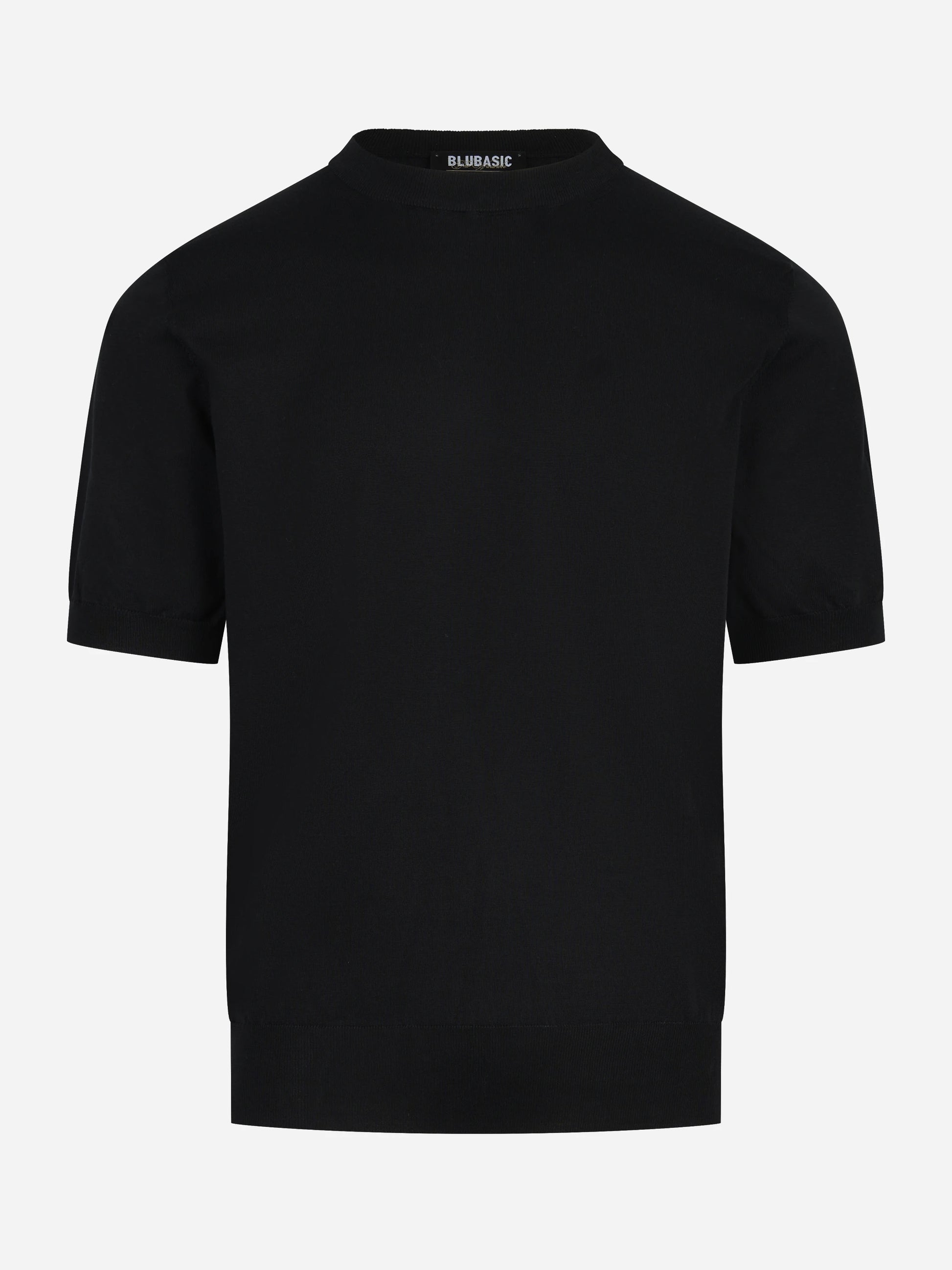 Maglia manica corta in cotone nero finezza 18
