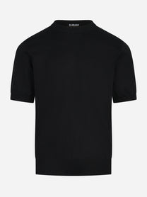 Maglia manica corta in cotone nero finezza 18
